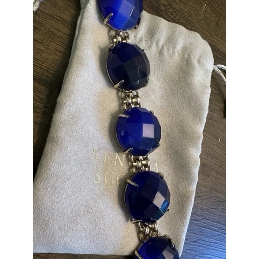 Kendra Scott Cassie Bracelet Faceted Gumdrop Round Statement Cobalt Blue Gold
